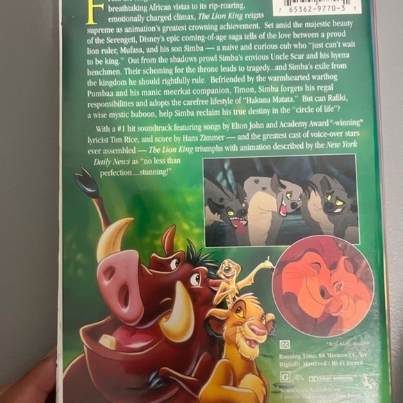 Disney The Lion King VHS 1995 Black Diamond Classic Vintage Disney Movie Tape - Picture 2 of 7